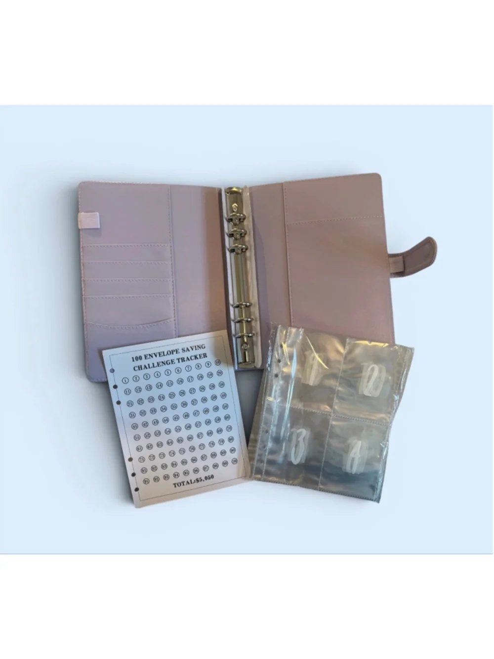 100 Envelope Savings Challenge Binder Light Purple - Brand New